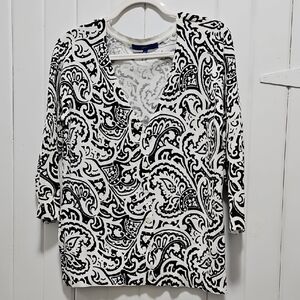 Apt. 9 Black and White Paisley Blouse